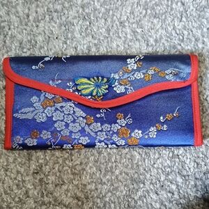 Handmade Fold Open Embroidered Asian Pouch